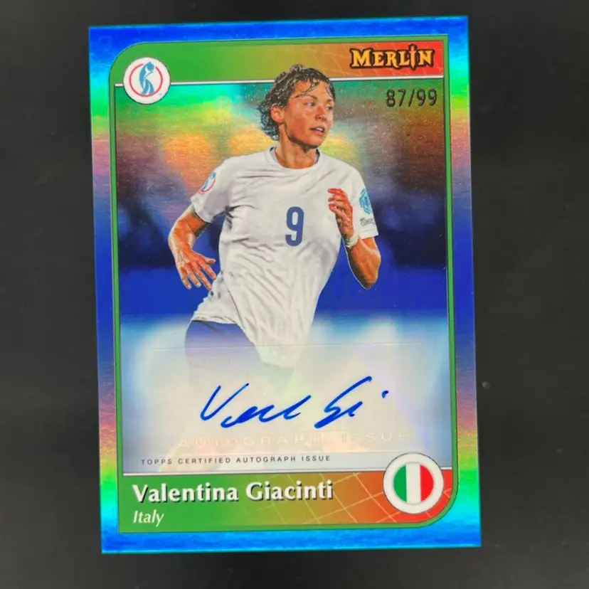 Valentina Giacinti 2025 Topps Merlin WEURO Blue /99 Autograph Soccer Card