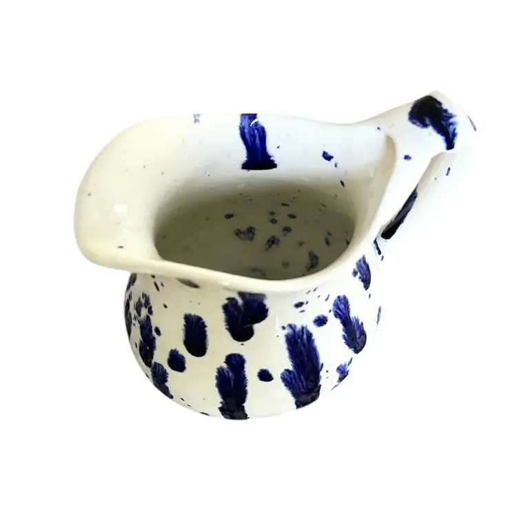 Hand Painted Mini Jug Vase - Blue and White Splatter