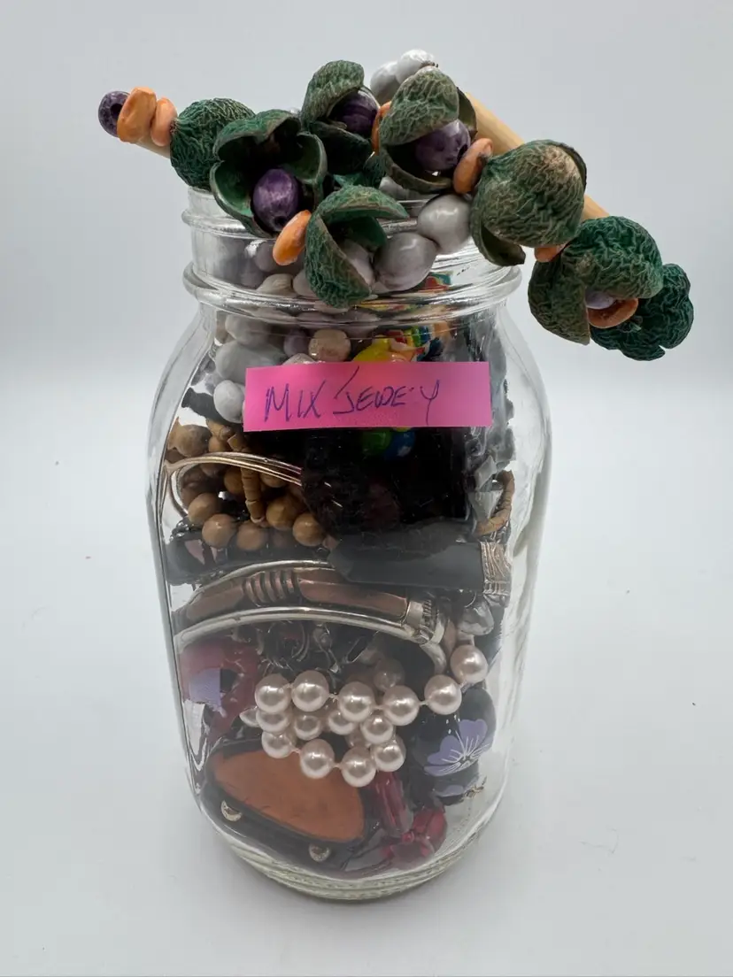 #33.  Big Jewelry Jar - Mixed Jewelry Crafters Jar Jewelry Weight 1 lb, 1.1 Oz.