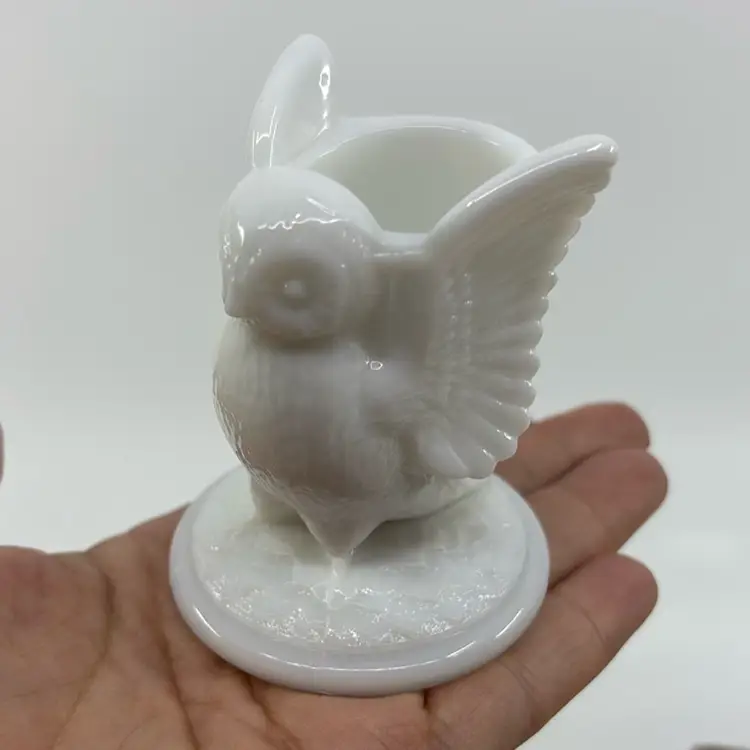 Westmoreland Milk Glass Owl Toothpick Holder 3”