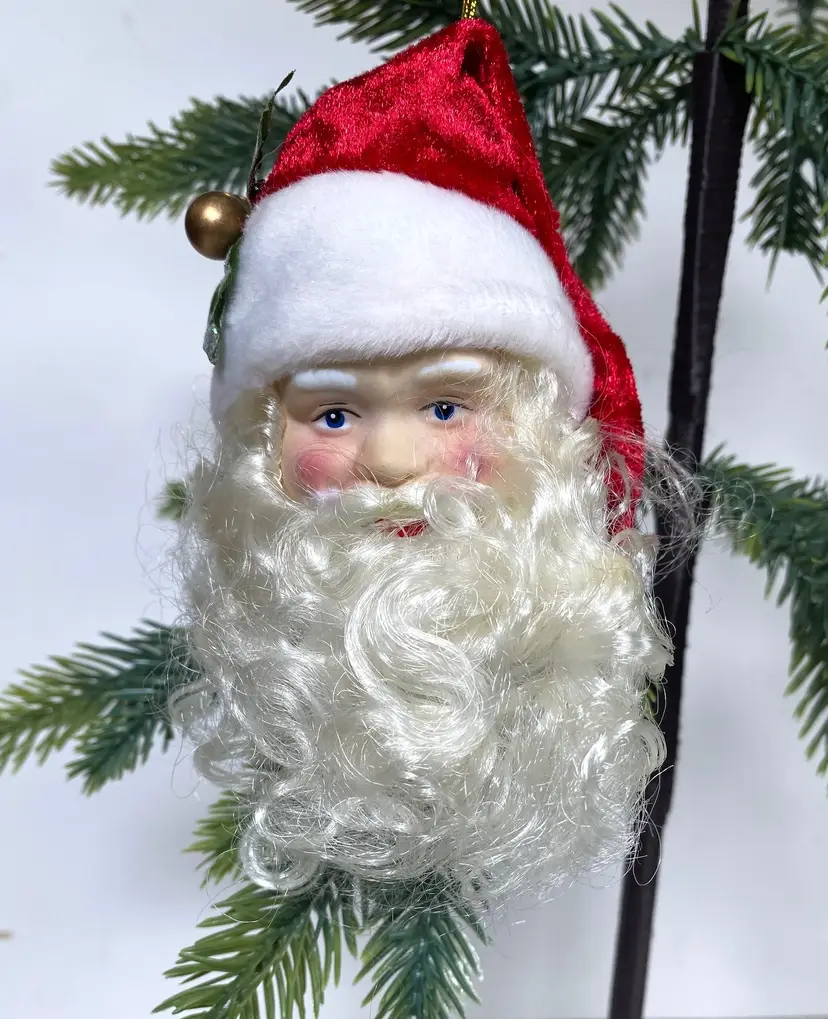 VTG Santa Claus Christmas Tree Ornament Decoration, Porcelain/Felt, 5"