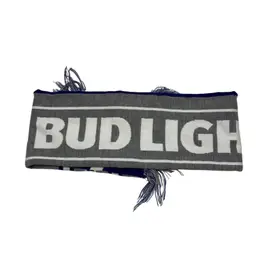 Budlight Beer Large Font Blue & Gray Reversible Fringe Winter Scarf - Unisex