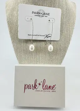 Park Lane Jewelry Pierced Silvery Tone Pearl Drop Earrings