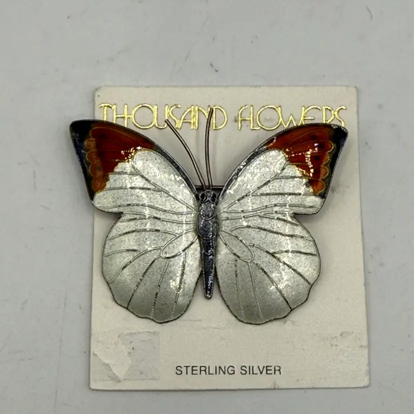 Thousand Flowers Butterfly Brooch Marked S925 Untested