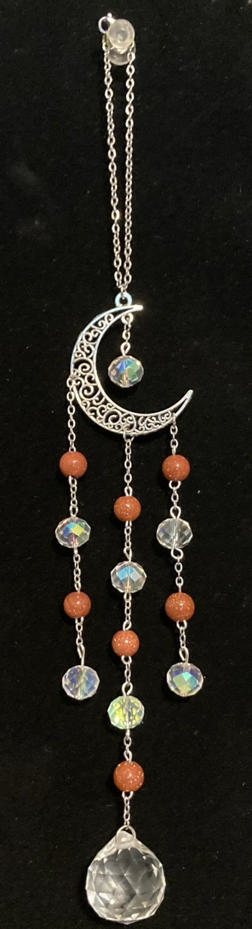 Goldstone And Vintage AB Crystals! Made By Me! Sun Catcher 9 3/4”!