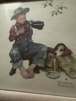 Norman Rockwell:  Boy and Dog:  Caught A Cold
