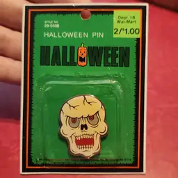 Vintage Spooky Halloween Skull Skeleton Pin In Package