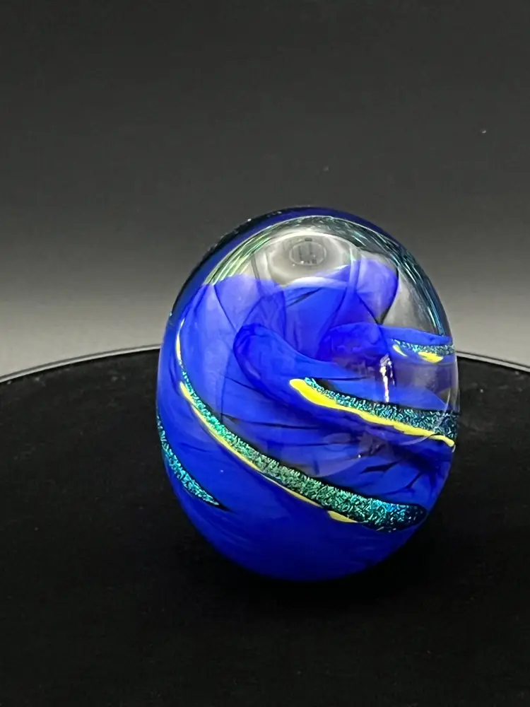 Egg-shaped C. Walters Signed Paperweight 2