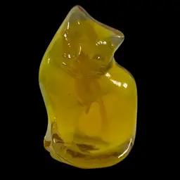 022. Blenko Topaz Yellow 4” Cat Paperweight