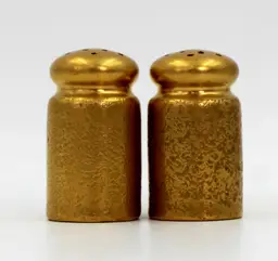 Vintage Gold Embossed Salt and Pepper Shaker Set With Wooden Corks