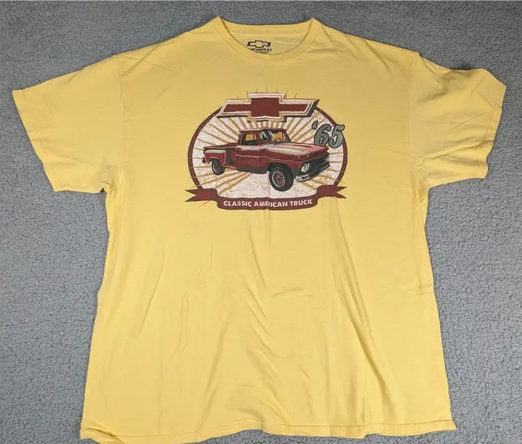 Modern Chevrolet Graphic Tee - Yellow Unisex Size Extra Large