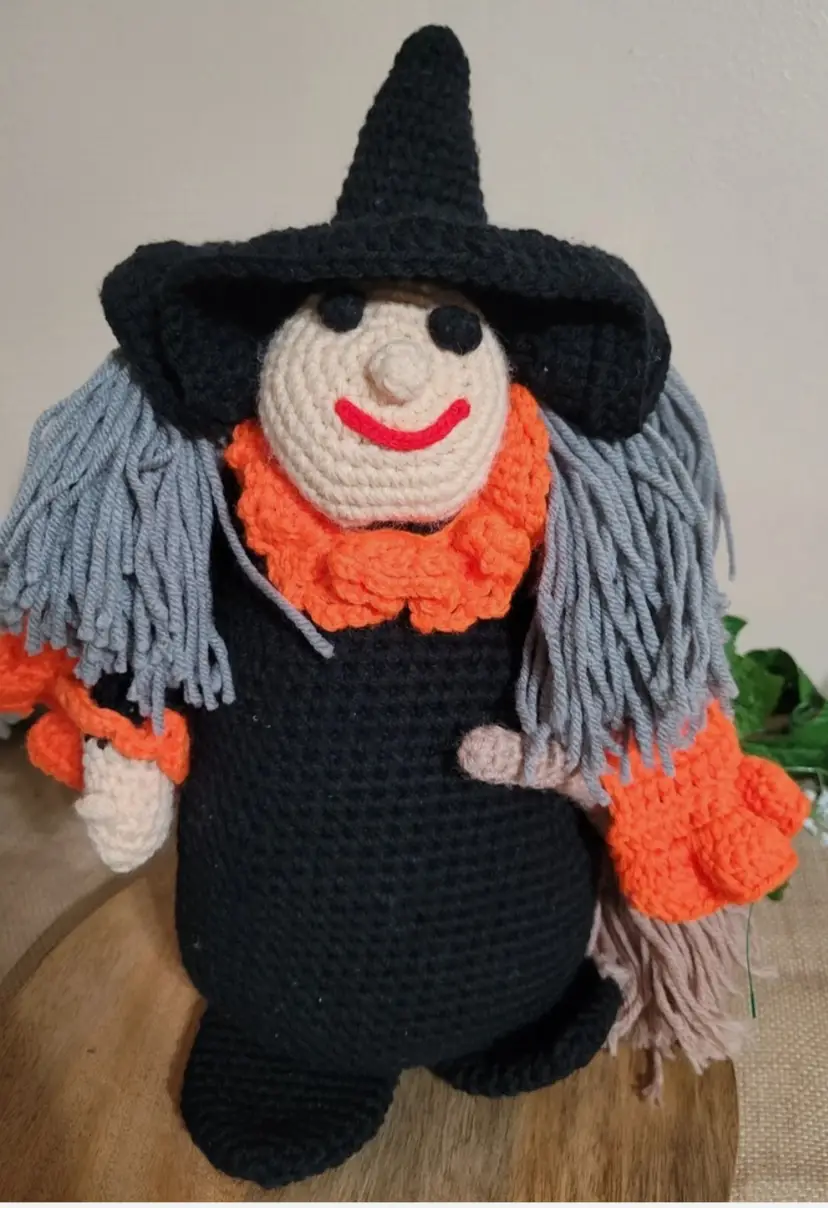 Handmade Large Crochet Witch Over 12" Tall