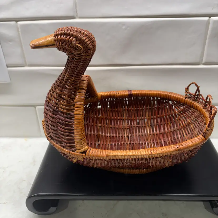 MCM Woven Rattan Duck Basket w/ Wood Beak – Cottagecore Catchall