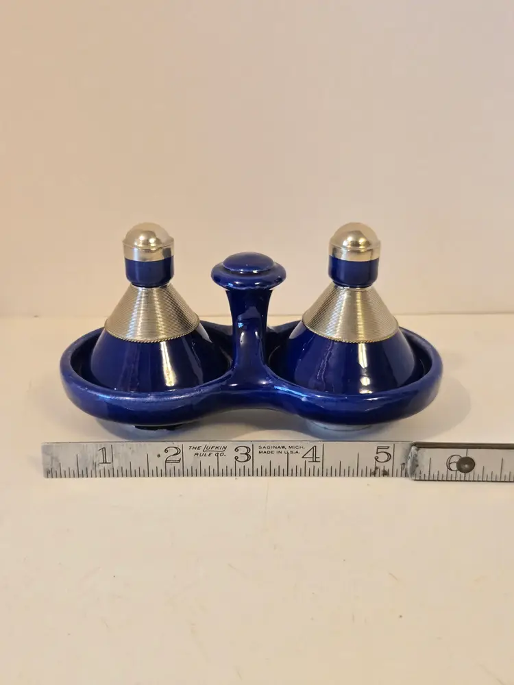 Cobalt Blue & Silvertone Tagine Boho Condiment Holder