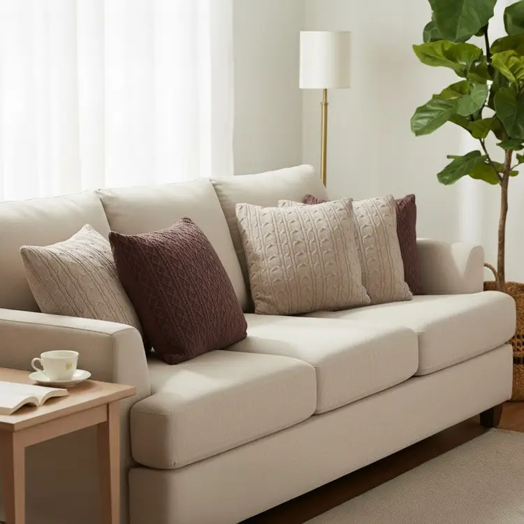 SOGA 5PC Decorative Pillowcase Set – 3x Dusty Rose & 2x Cable Knit Covers