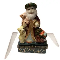 Santa With Teddy bears Trinket Box