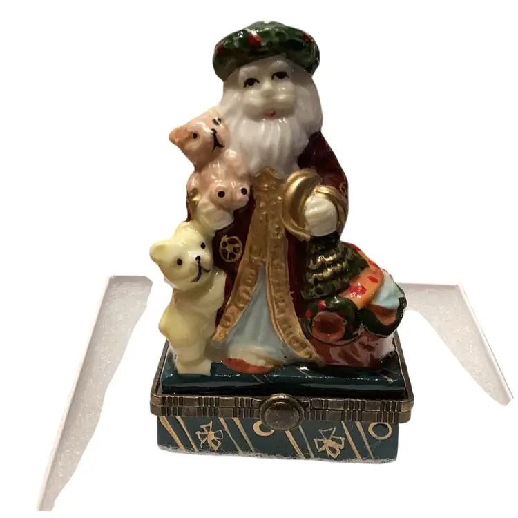 Santa With Teddy bears Trinket Box