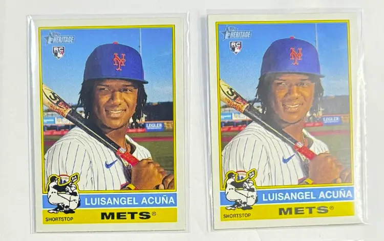 Luisangel Acuna New York Mets 3 Card Baseball Lot - 2024 Bowman's Best Refractor # TP-13 - 2025 Topps Heritage Rookie RC x2