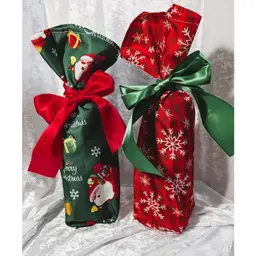 2 for $10, Handmade Wine Bottle Gift Bags - Christmas