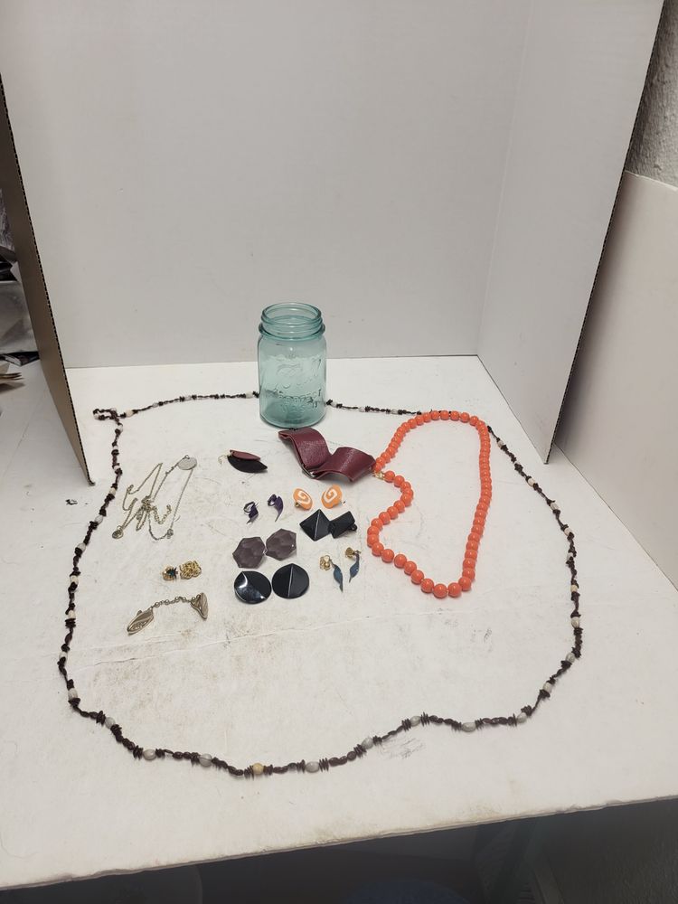 Jewelry lot plus the ball jar