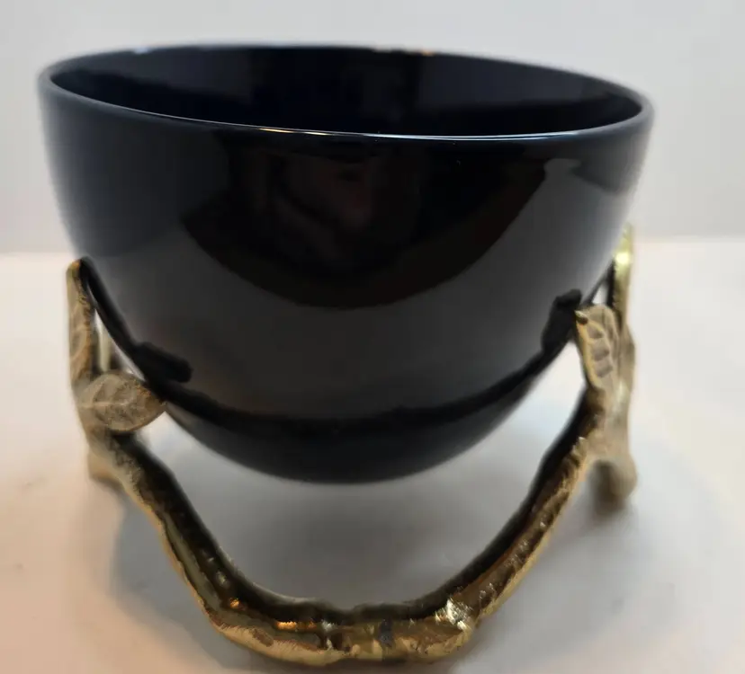 Lenox Sprig & Vine Blue Bowl with Gold Floral Design & Handle