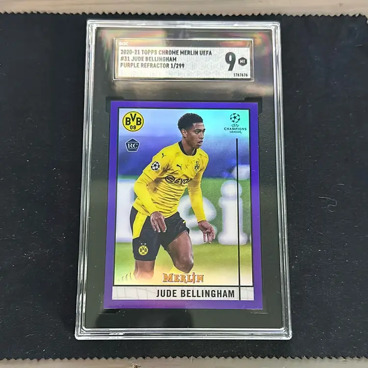 202021 Topps Chrome Melting UEFA Purple Refractor JUDE BELLINGHAM 1/299 - SGC 9
