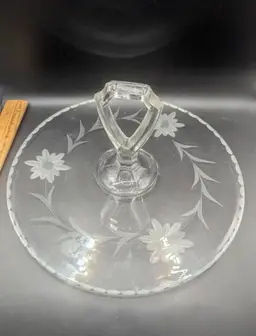 Vintage Mid Century Clear Glass Serving Tidbit Dessert Sandwich Plate