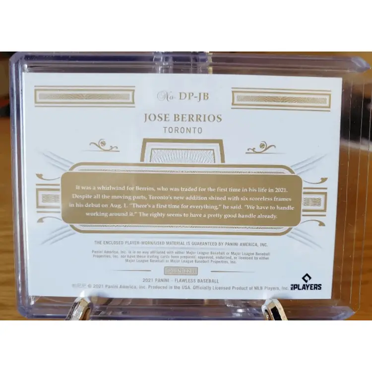 2021 Flawless Baseball - Jose Berrios Dual Patch Player Worn 1/1