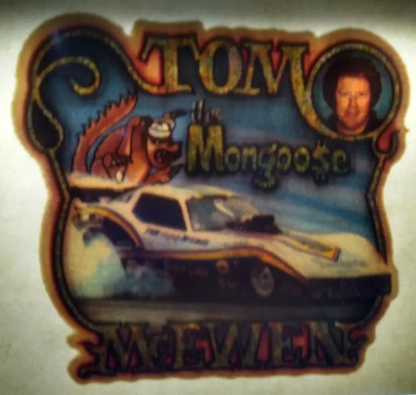 Tom The Mongoose Mcewen Race Car Screamin Glitter Iron-On Decal Donruss 1970s
