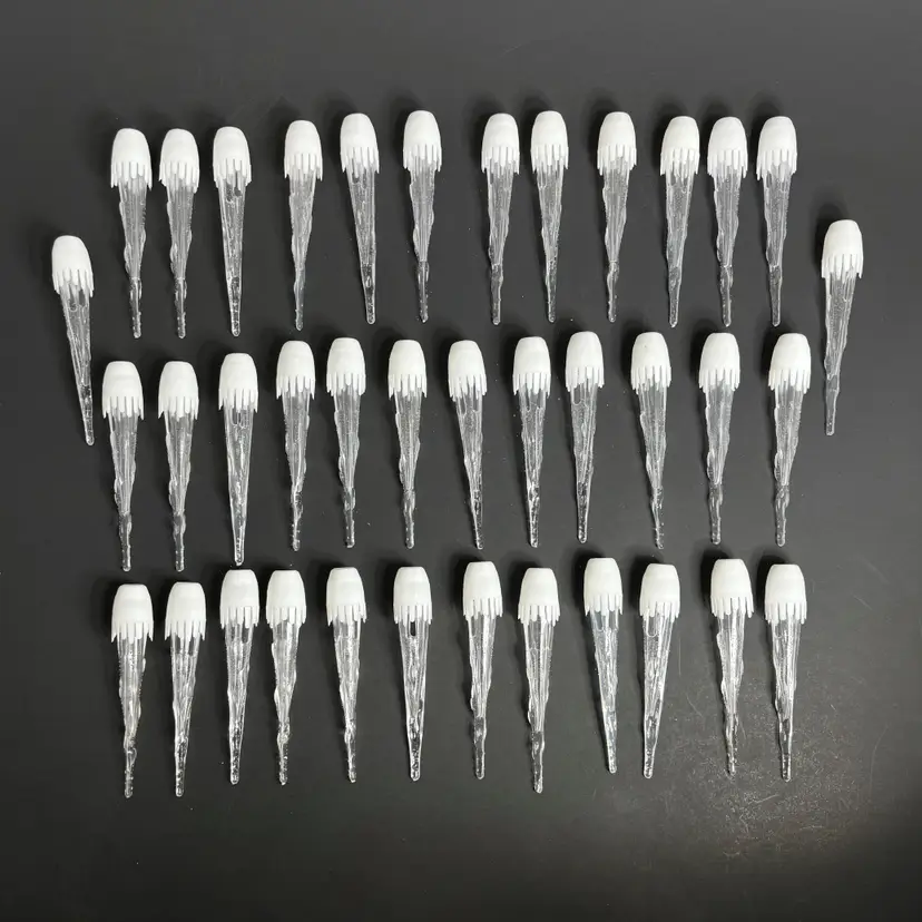 Icicle Christmas Tree Light Cover Clear Reflectors White Tops 38 Pieces Vintage