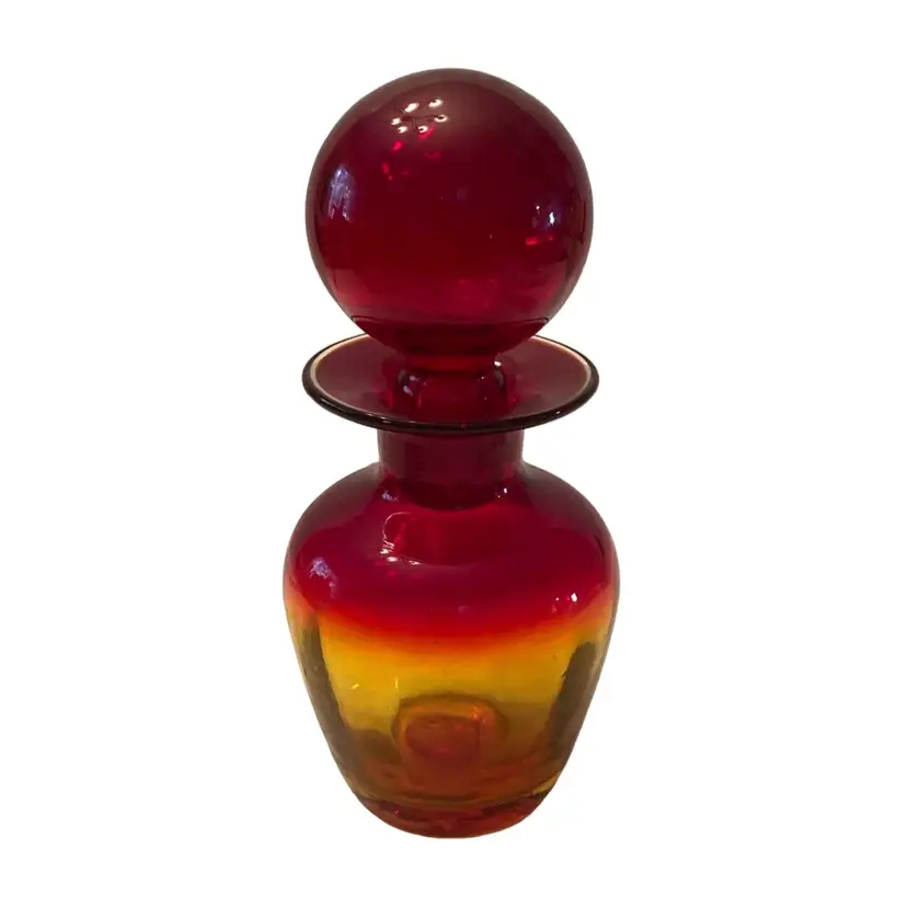 Vintage Hand Blown Amberina/tangerine Rainbow Glass