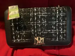 NWT Badgley Mischka Black Tweed Crossbody Purse