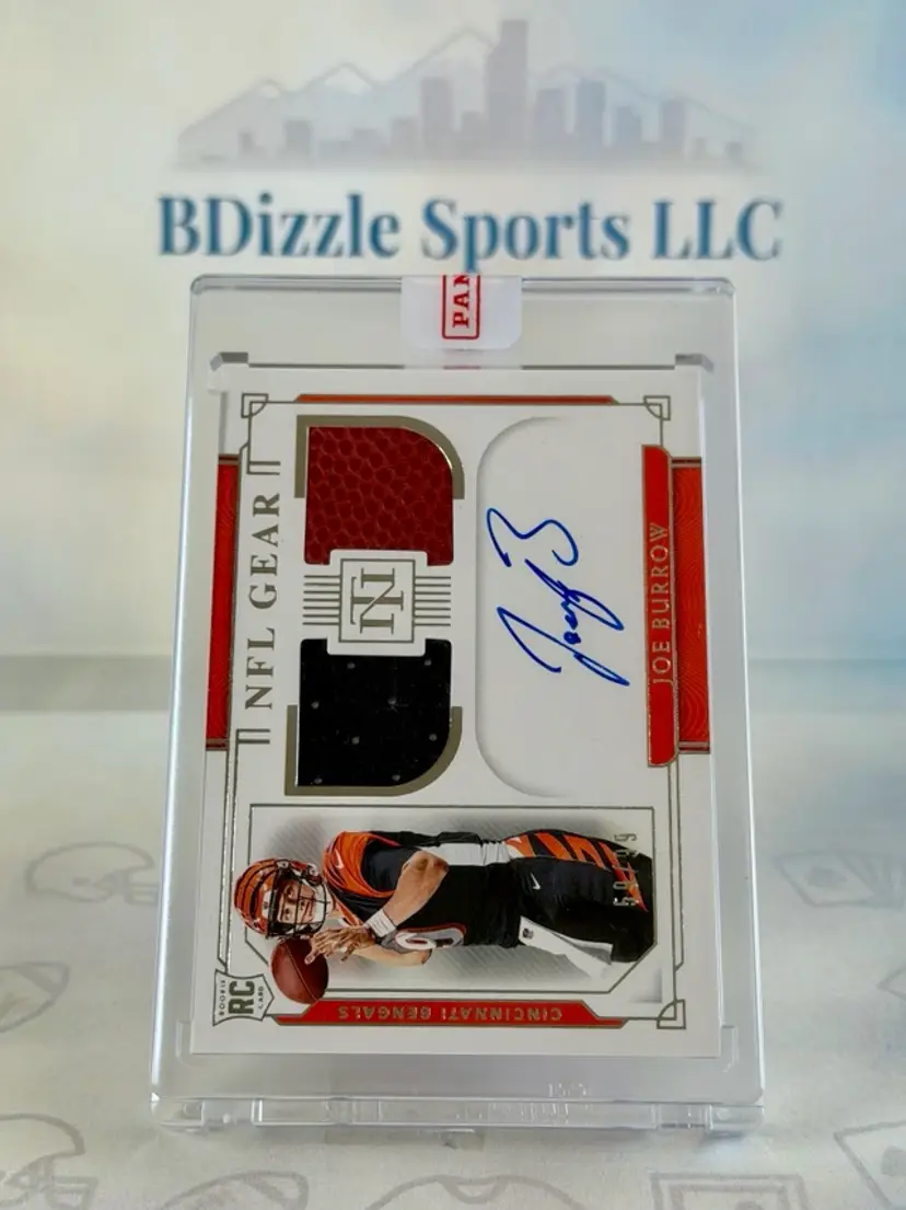 2020 Panini National Treasures Joe Burrow Rookie NFL Gear Signature Combos #RSC-JB MEM AU RC SN99