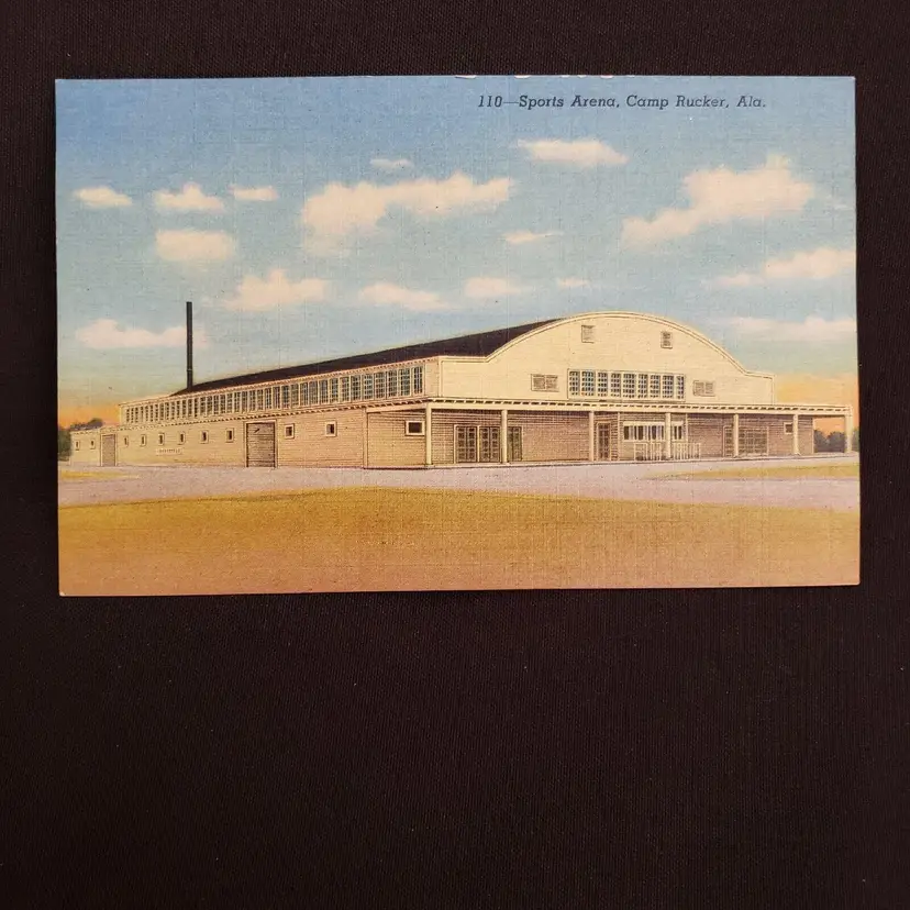 Postcard Sports Arena Camp Rucker Alabama Linen unused unposted