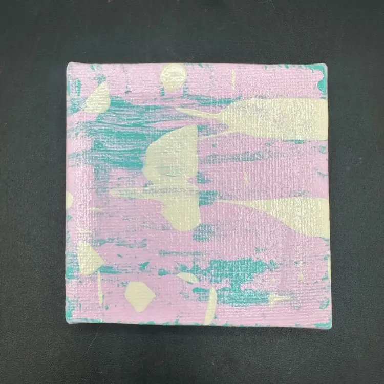 “Ice Box Art” Letter D - Miniature Abstract Painting, Made By Me, OOAK Amanda Montague 3” Square Magnet
