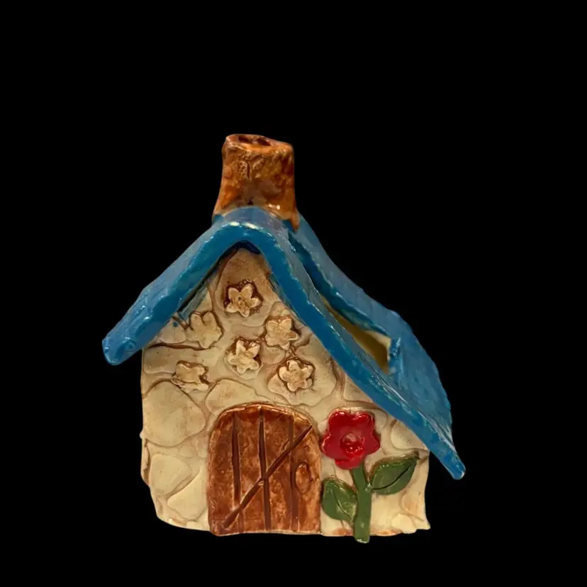 Handmade Pottery House Candle Votive Holder | 3.25”