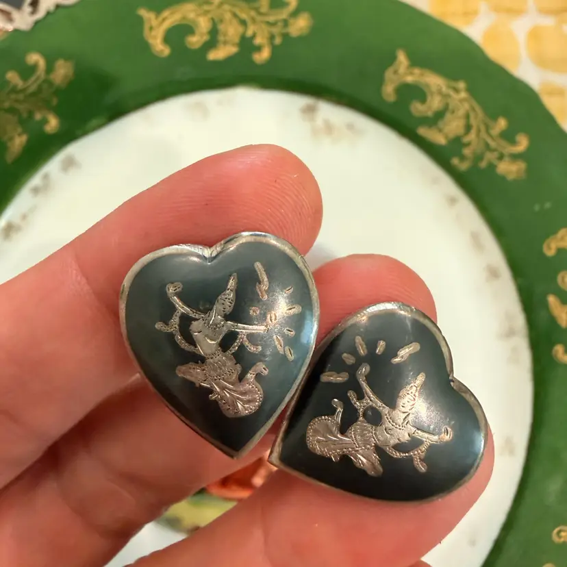 Siam Sterling Screw back Earrings