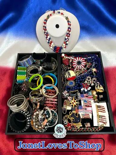 Star Spangled Bangle, Bracelet & Vintage Patriotic Jewelry