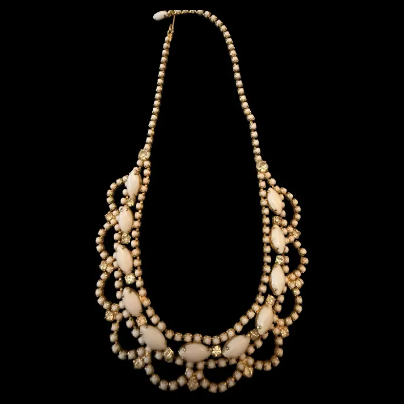 Milk Glass Collar Style Necklace 17β