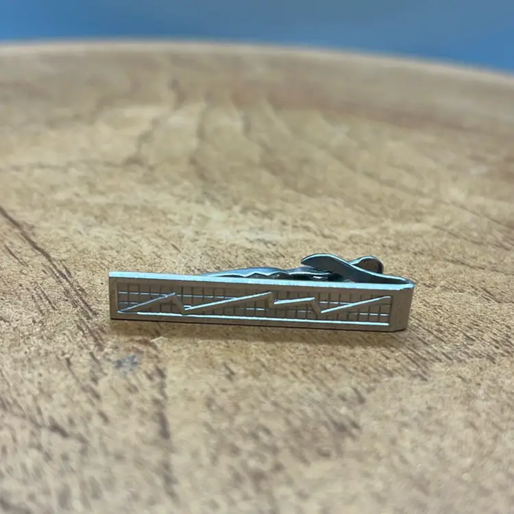SWANK Tie Bar , Silver Tone , Stockmarket Graph Design
