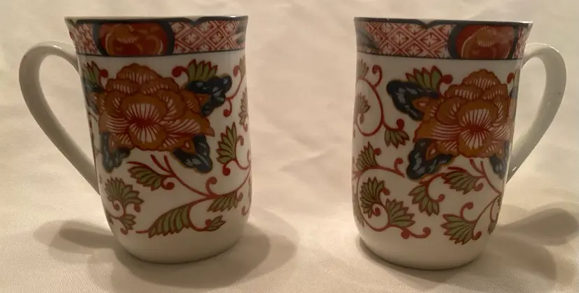 Georges Briard Peony Coffee Mugs, Set of 2 Japan