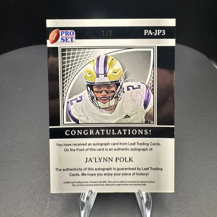 2024 Leaf Pro Set Metal Autographs Prismatic #PAJP3 Ja'Lynn Polk Auto 1/7