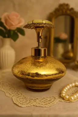 Vintage DeVilbiss Gold Crackle Glass Perfume Bottle – No. 600-65 – Depression Era