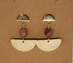 Goldstone Earrings With pink rhondonite bead.