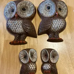 1970S Owl Family Set Up For Foam Core 2-7 3/4 X 5 1/2 2- 3 1/2x 2 1/2