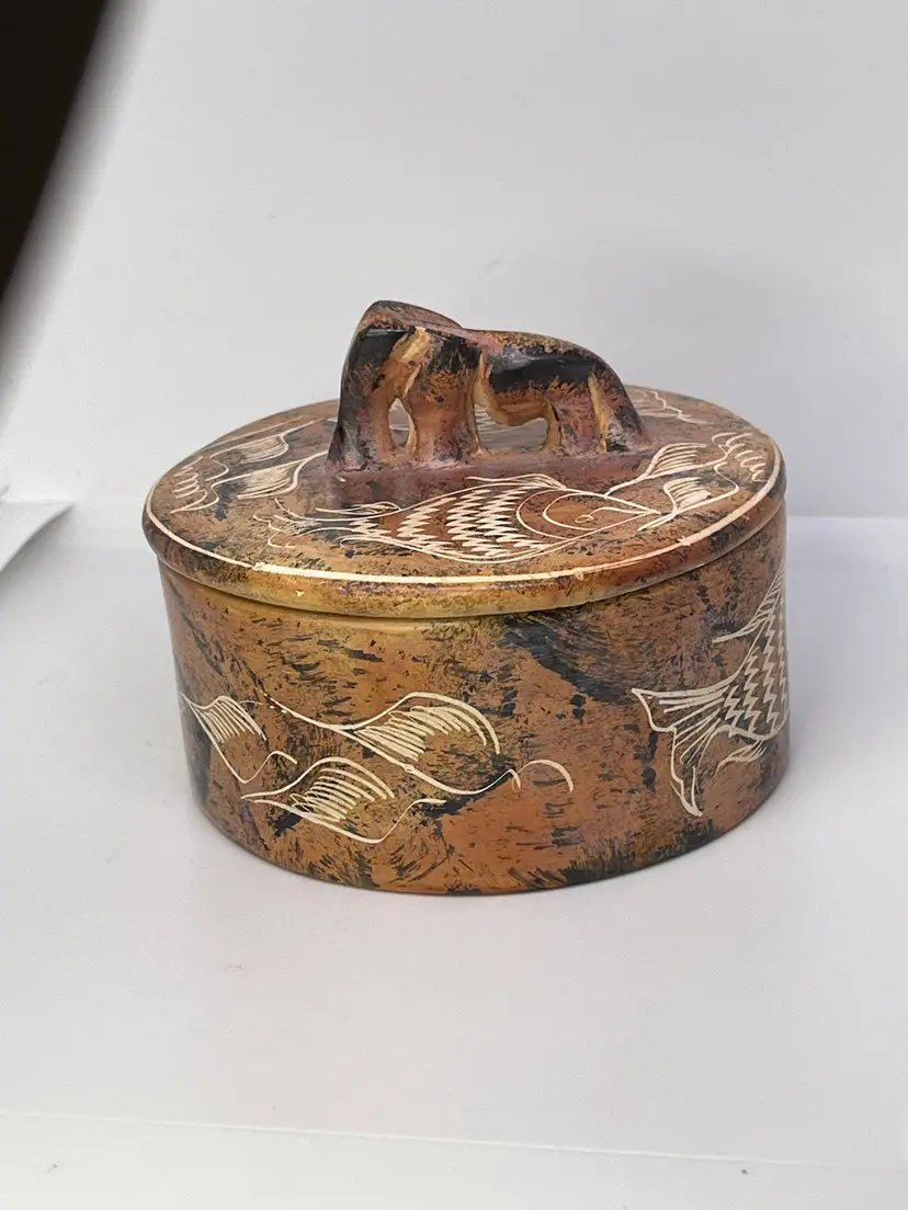 Soapstone Hand carved Trinket Box