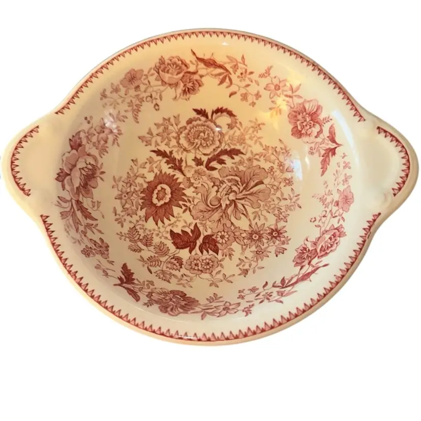 RARE~Hard To Find Taylor Smith & Taylor Center Bouquet Red 6” Lugged Cereal Bowl