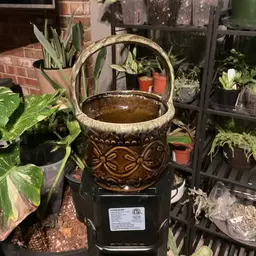 Vintage planter - brown/green basket