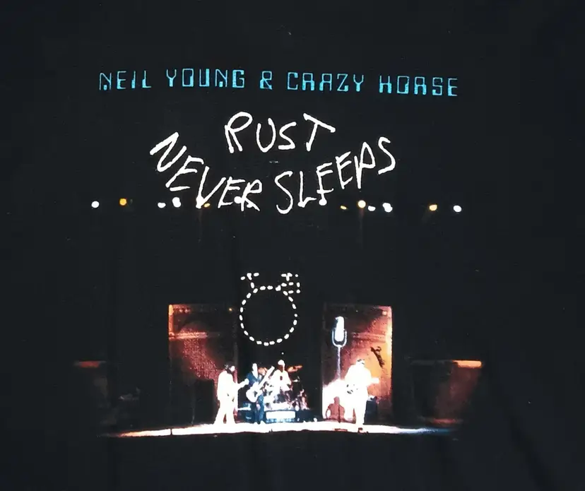 Neil Young Rust Never Sleeps Organic Cotton t-shirt concert guitar rock peace