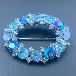 Vintage Blue Rhinestone Brooch